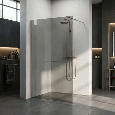 REA/S Sprchová zástěna Flexi Grey / Brush Copper 140 KPL-K99380