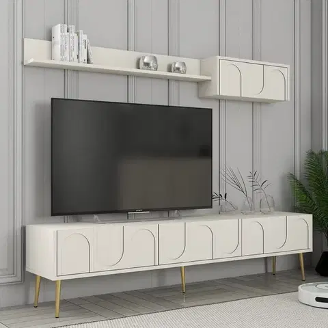 TV stěna / Sestava pod TV Lyon 2 - Cream, Gold