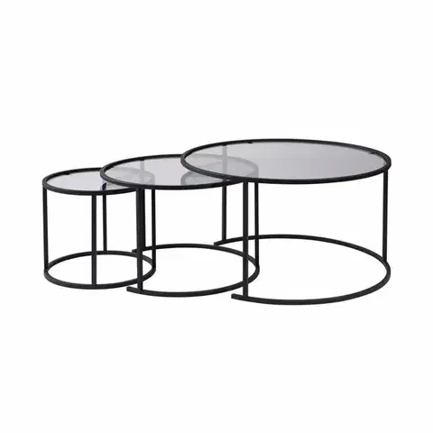 Sada konferenčních stolků Aurum Black and Grey 80 cm, 3 ks