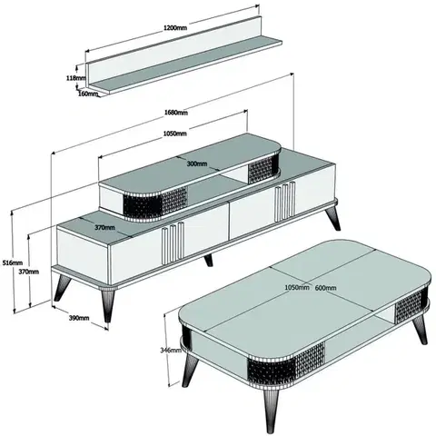 Living Room Furniture Set Eylül - Cream