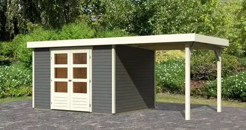 Dřevěný zahradní domek ASKOLA 5 s přístavkem 240 Lanitplast