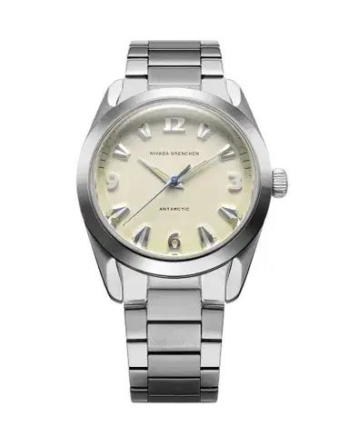 Nivada Grenchen Antarctic 38 mm - Eggshell Beige Luminova - Bracelet Flat Link