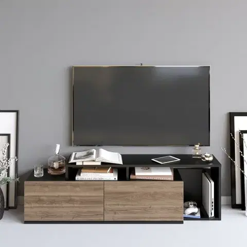 TV stolek Nexera - Black, Walnut