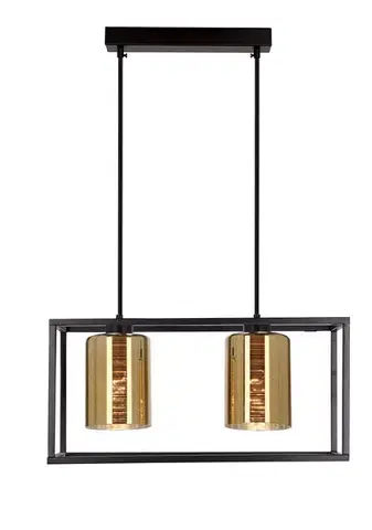 Závěsná lampa LURI 2x40W E27 černá se zlatými stínidly, moderní stropní svítidlo do obývacího pokoje a kuchyně, loftový styl, elegantní minimalismus
