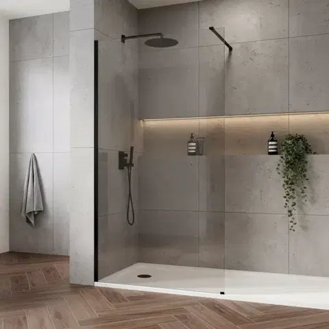 REA/S Sprchová zástěna Flexi Transparent / Black 90 KPL-K99166