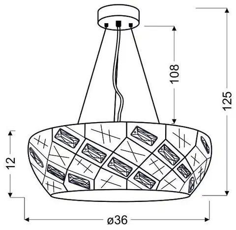 LED závěsná lampa bílá kulatá s krystaly 24W Glance