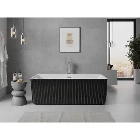 MEXEN/S Nila volně stojící vana reliéf 170 x 75, bílá/černá, sifon a přepad chrom 52841708075-01
