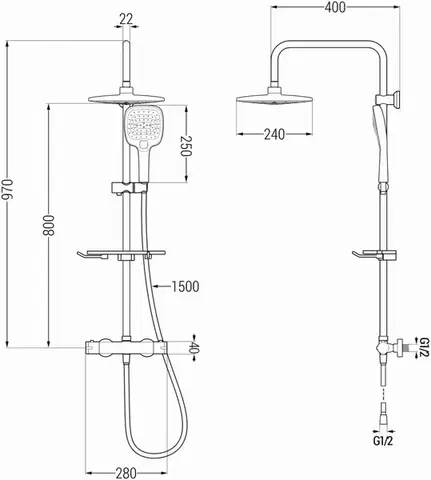 MEXEN/S KT17 Sprchový sloup s termostatickou baterií, chrom / bílá 771501793-02
