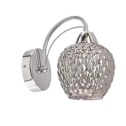 TOBIAS chromová nástěnná lampa 1x40W E27 kouřové stínidlo