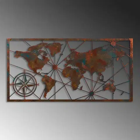 Dekorativní kovový doplněk na zeď World Map Large - 2
