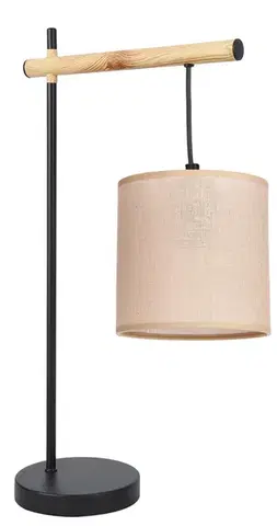 Kombinovaná stolní lampa černá 1x60W E27 béžové stínidlo