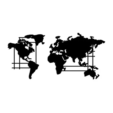 Dekorativní kovový doplněk na zeď World Map - L