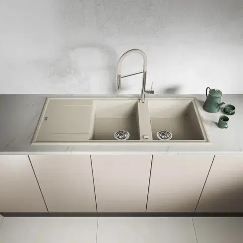 Laveo Pola stojánková dřezová baterie U, chrom/ béžová BAP_478D