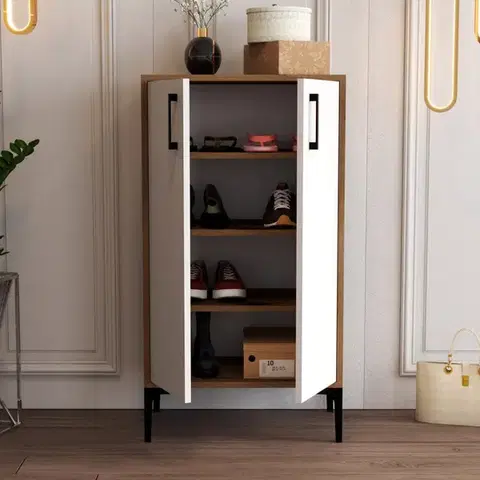 Botník Prag - Walnut, White