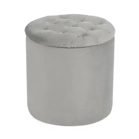 Taburet s úložným prostorem SOFT Button, šedá