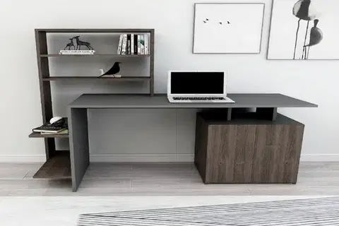 Psací stůl Melis - Walnut, Anthracite