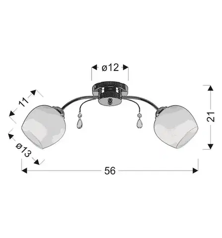 Stropní lampa Zachera 2x40W E27 bílá