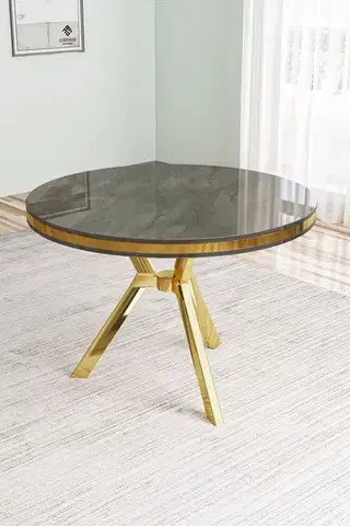 Jídelní stůl Mos - Anthracite, Gold