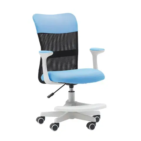 Dětská židle Neoseat MONKEY WHITE s podnoží — látka, bílá / světle modrá