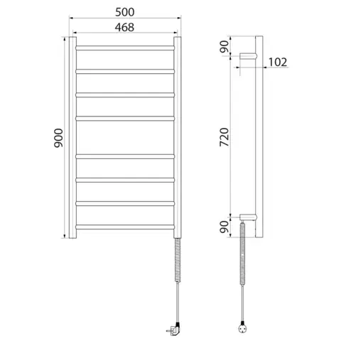 SAPHO REDONDO elektrický sušák ručníků, kulatý, 500x900 75 W, nerez lesk ER220V
