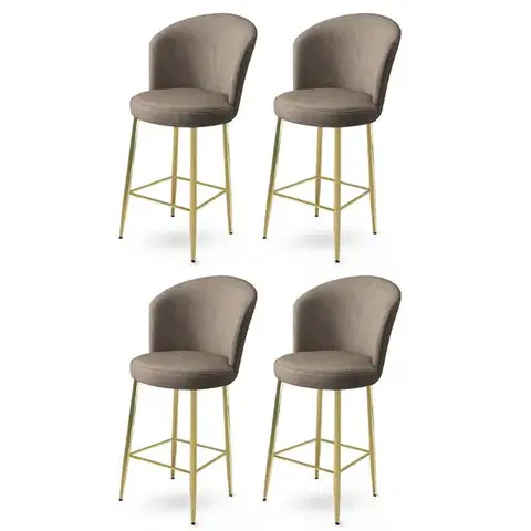 Bar Stool Set (4 Pieces) Alte - Cappuccino, Gold
