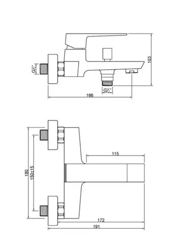 INVENA Vanová baterie PAROS černá BW-09-004-A