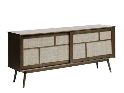 Estila Příborník Aarhus, tmavý dub/ratan, 180 cm