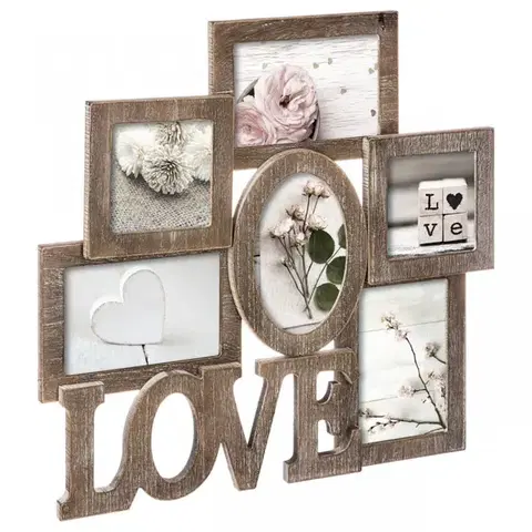 ATMOSPHERA Fotorámeček na 6 fotografií LOVE hnědý