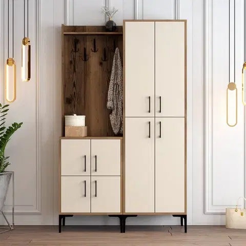 Předsíňová stěna Berlin BA - Walnut, Cream