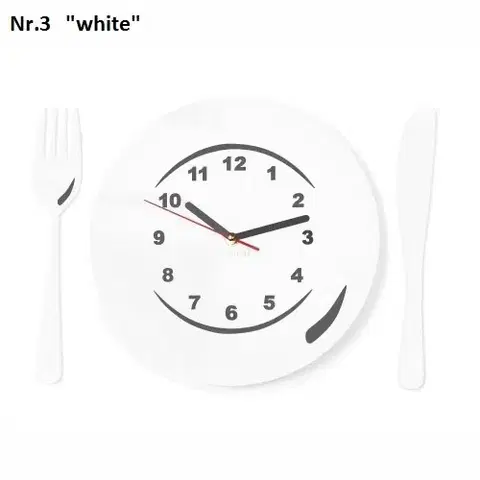 Kuchyňské nastenne hodiny talíř s příborem Bílá