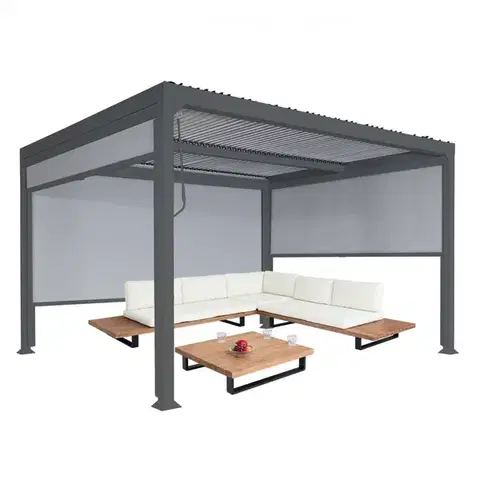 Bioklimatická pergola HWC-L41 3x3 se 3 bočními stěnami