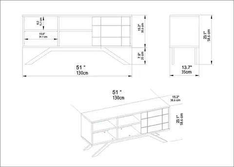 TV stolek North - Black, Walnut