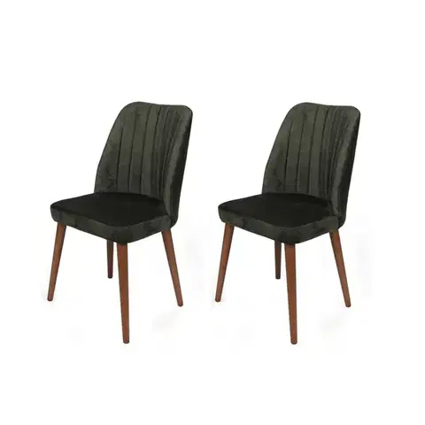Sada jídelních židlí Alfa Khaki and Walnut, 2 ks