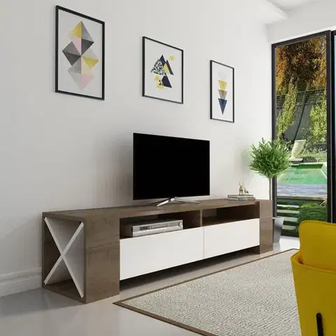 TV stolek Sosruko - Walnut, White