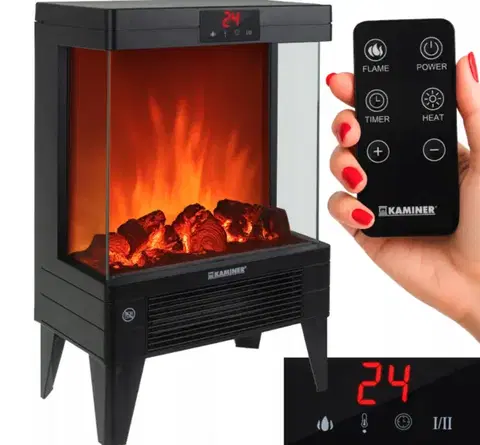 Elektrický krb KAMINER EMBEGO 2000W - volně stojící krb s ventilátorem a 3D efektem ohně