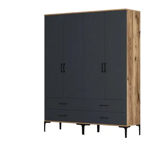 Šatní skříň Kumsal TT - Walnut, Anthracite