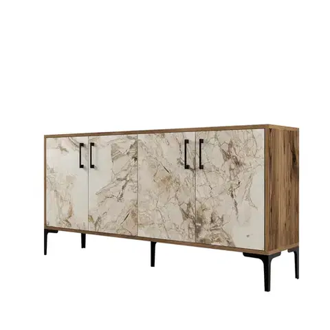 Konzolový stolek Kiev 160 - Walnut, White Marble