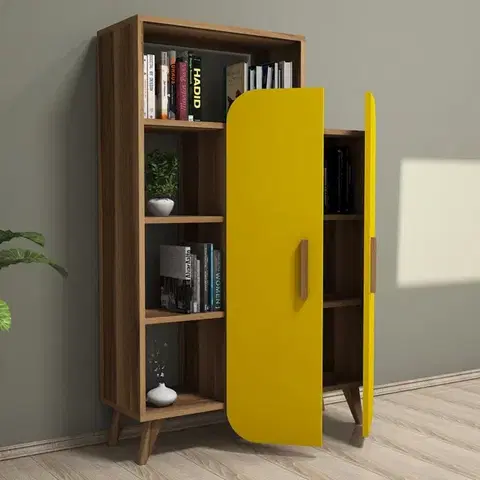 Knihovna Form - Walnut, Yellow