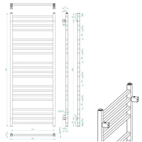 SAPHO METRO otopné těleso 600x1510 černá mat IR420TB