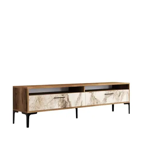 TV stolek Istanbul 2 - Walnut White Marble