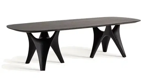 Estila Luxusní art deco jídelní stůl Alessio s černou dubovou dýhou a designovými podnožemi 280 cm