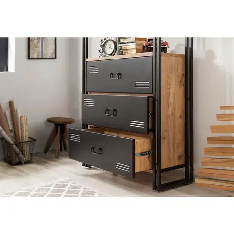 Regál Cosmo Cortex Black and Atlantic Pine