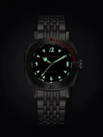 Nivada Grenchen Art Deco Depthmaster - Black Leather