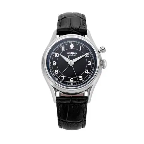 Vulcain Cricket Classique 36 mm - Black/White/Blue - Black Alligator