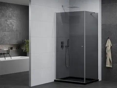 MEXEN/S Pretoria sprchový kout 90x80, grafit, chrom + sprchová vanička včetně sifonu 852-090-080-01-40-4070
