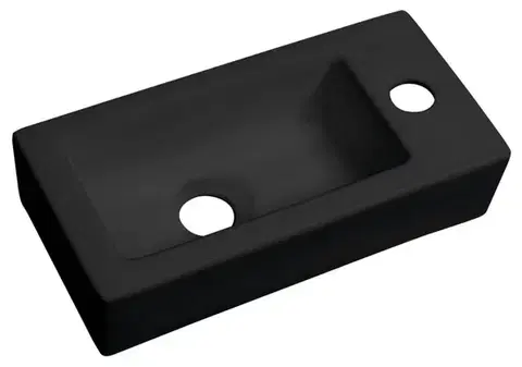 SAPHO ZOE keramické umývátko 37x18cm, otvor pro baterii vpravo, černá mat AR495B