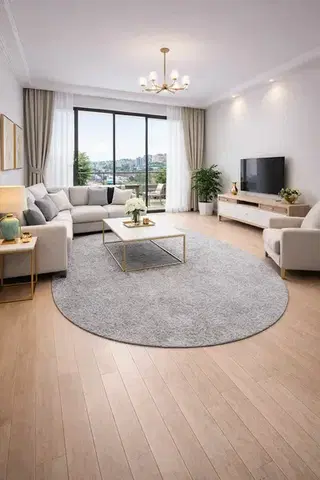 Vopi, Kusový koberec Eton šedý ovál, 140x200, šedá, chodba / předsíň